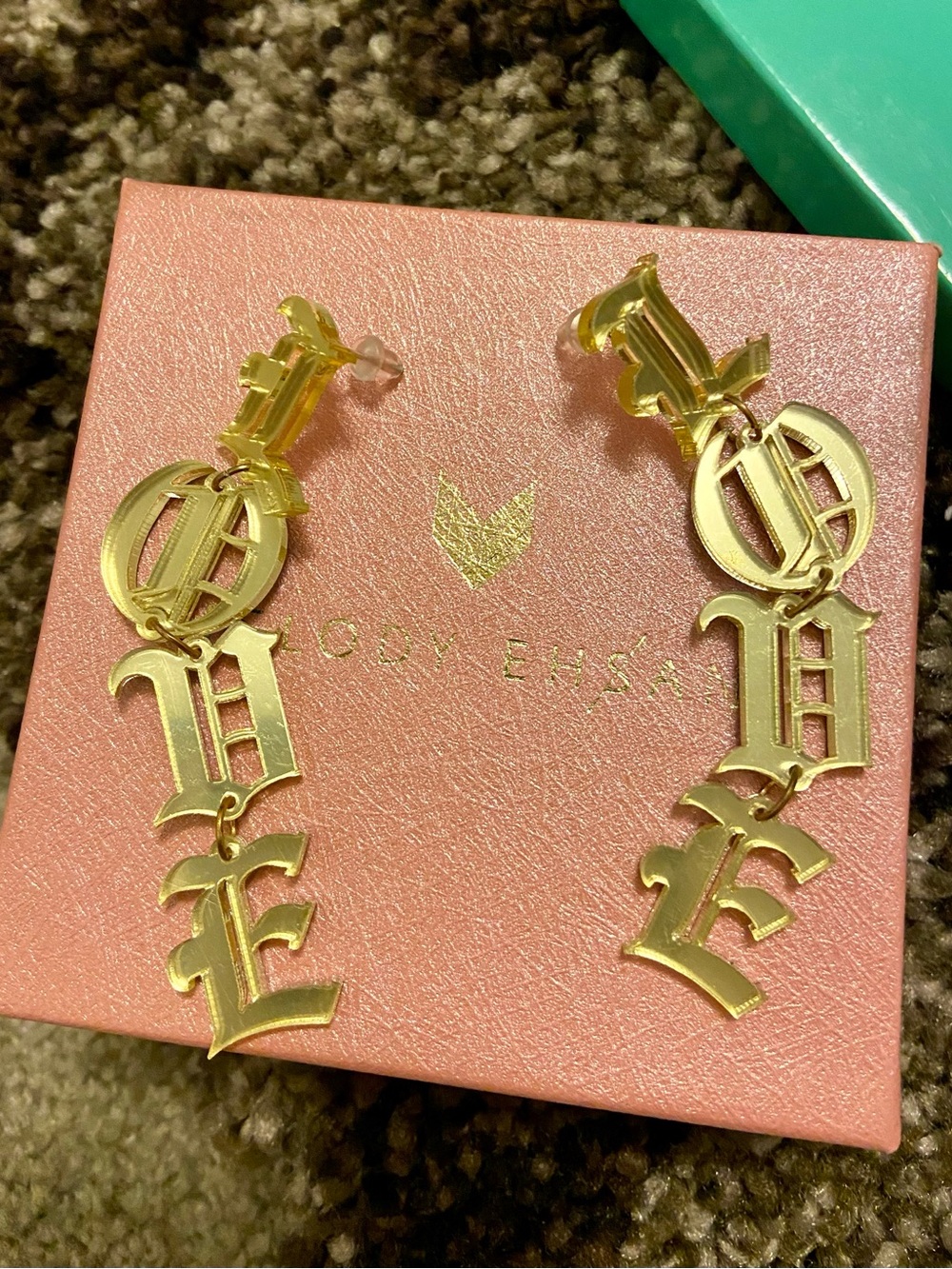 Melody Ehsani LoVe ENGLISH letters sparkling gold NEW box